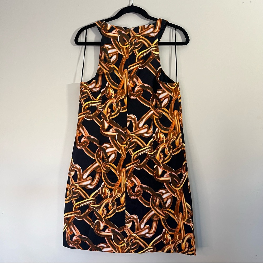Trina Turk Aptos Black and Gold Chain Pattern High Neck Dress - Size 10 - EUC - Picture 4 of 8